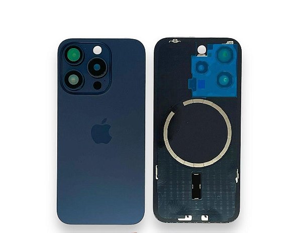 TAMPA TRASEIRA IPHONE 15 PRO COMPLETA AZUL TITANIUM