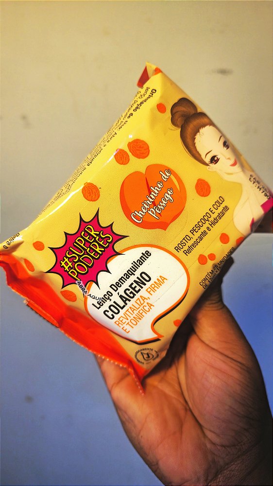 Lenço demaquialante Colágeno Cheirinho de Pêssego - SUPER PODERES