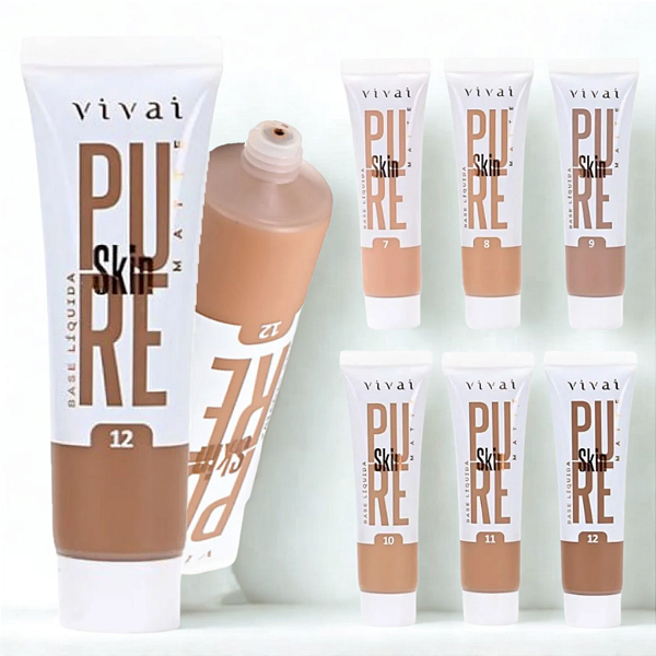 Base Líquida Matte Pure Skin Vivai Pele Escura