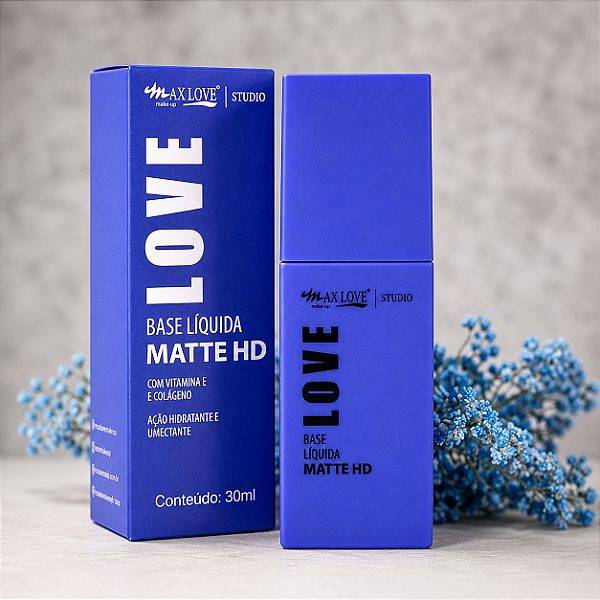 Base Líquida Matte HD Max Love Alta Cobertura Vitamina E 30ml