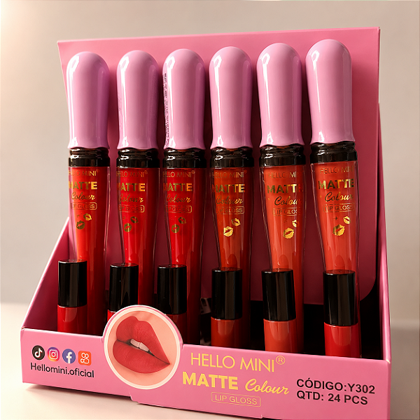 Batom Matte Hello Mini Alta Pigmentação Longa Duração Hidratante
