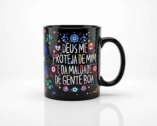 Caneca de porcelana preta