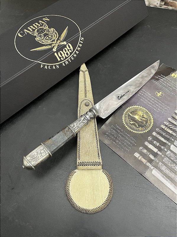 Faca Artesanal Forjada 8” em Aço Carbono Cabo em Maple Burl