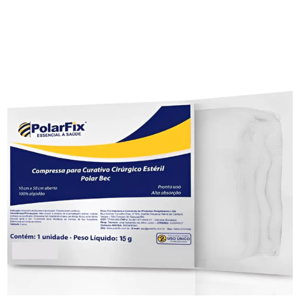 Kit com 10 Compressas Gaze Estéril Algodonada Polarfix 10x50cm