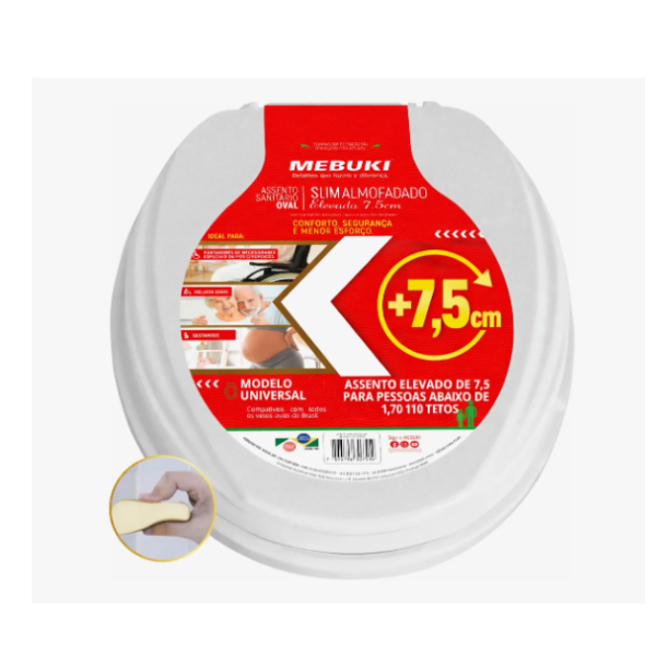 Assento Elevado Almofadado 7,5cm Mebuki
