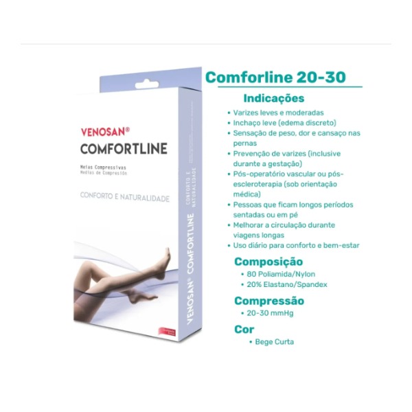 Meia Compressão 3/4 Venosan Comfortline Cotton 20-30 mmhg Curta