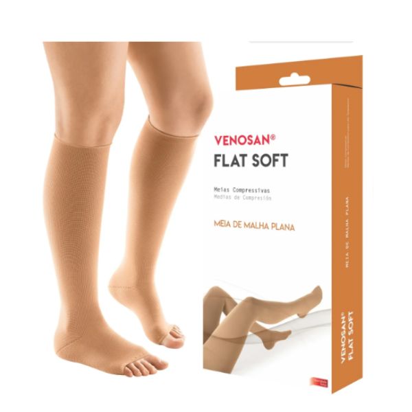Meia Compressão 3/4 Venosan Flat Soft 20-30mmHg Malha Plana Curta