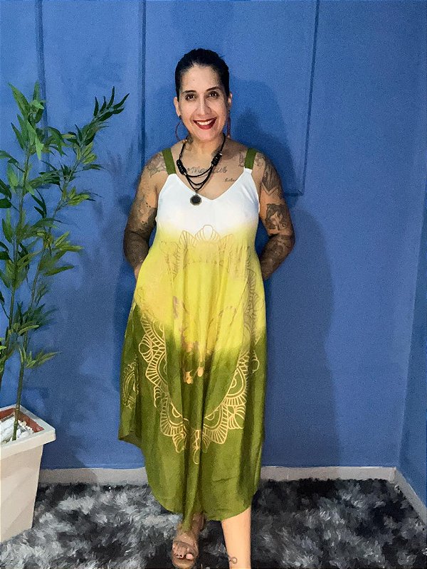 Vestido Trapezio Leve com Ajuste nas Alças