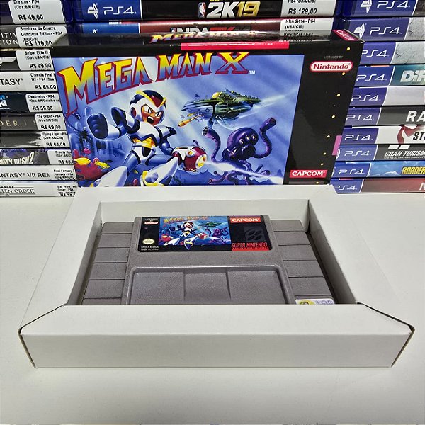Mega Man X - SNES (BR/Caixa repro/Sem manual)