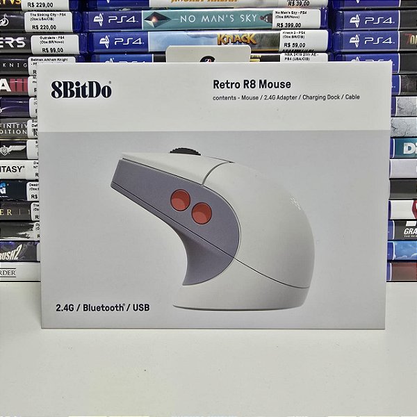 Mouse Retro R8 Com Cabo USB/Bluetooth - 8BitDo (CIB)