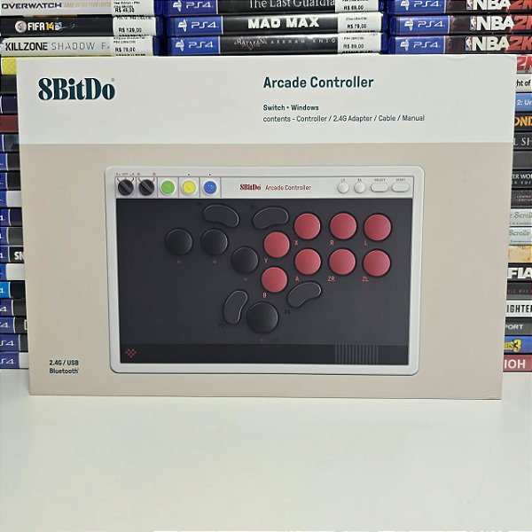 Controle Arcade Com Cabo USB/Bluetooth - 8BitDo (CIB)