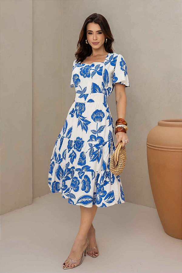 Vestido Safira Midi Três Marias em Viscolinho