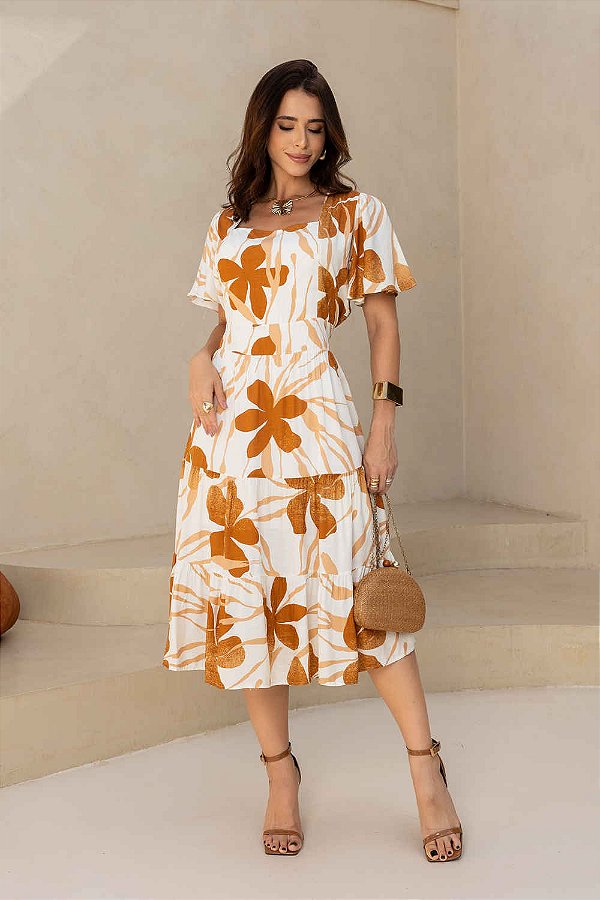 Vestido Valência Midi Três Marias em Viscolinho