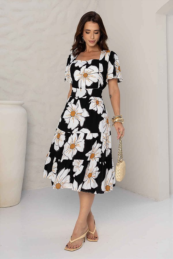 Vestido Margarida Midi Três Marias em Viscolinho