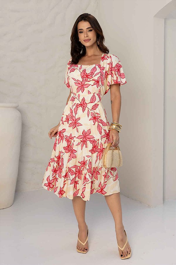 Vestido Marselha Midi Três Marias em Viscolinho