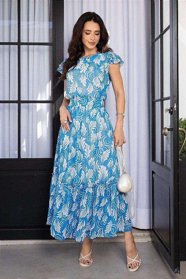 Conjunto Turquesa de Saia e Blusa