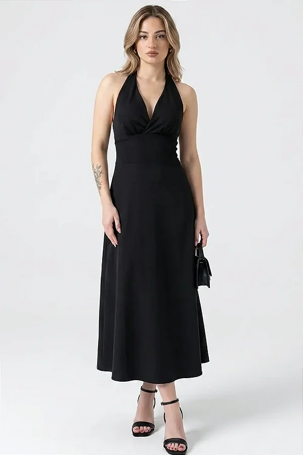 Vestido Midi Alfaiataria Frente Única