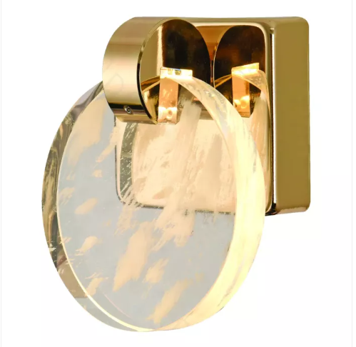 ARANDELA 3000K 5W BIVOLT 13CM METAL E CRISTAL DOURADO DCB02191