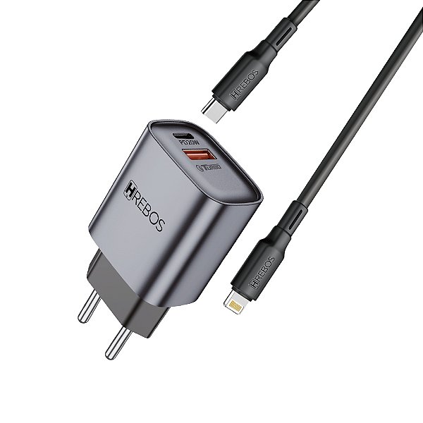 CARREGADOR 20W NEO CHARGE C P/ LIGHTNING CRG-232I CINZA