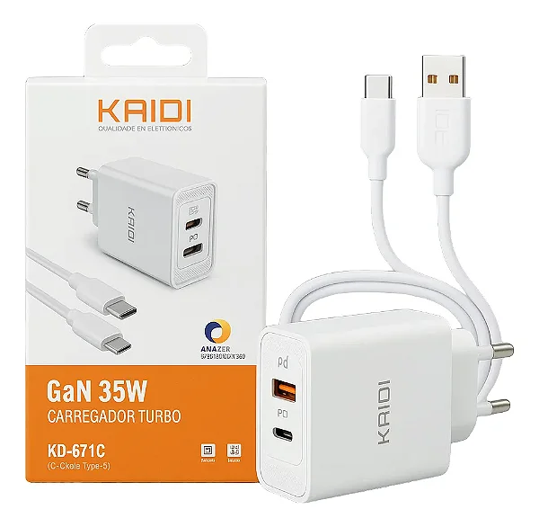 CARREGADOR TURBO 35W KD-671C USB P/ C