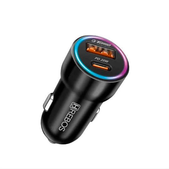 CARREGADOR VEICULAR TURBO HS-519 TIPO C E USB PRETO