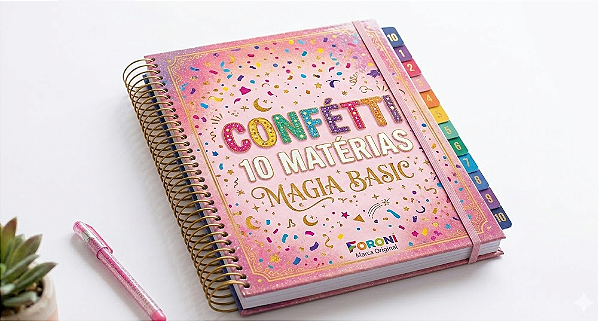 CADERNO CONFETTI 10 MATÉRIAS MAGIA BASIC