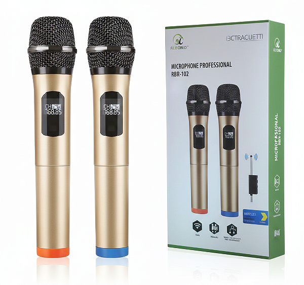 KIT 2 MICRIFONES PROFISSIONAL SEM FIO A PILHA XC-MIC-W-17
