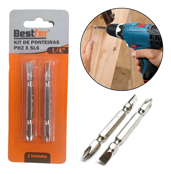 KIT DE PONTEIRA BITS PH2XSL6 1/4'' 2UN BFH2744