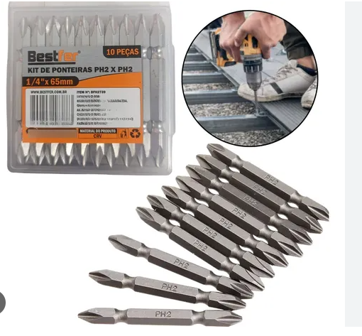 KIT PONTEIRAS PH2X PH2 BFH2342 10PÇS  1/4 X 65MM BFH2739