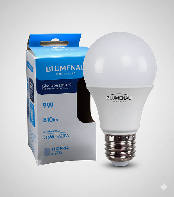 LAMPADA LED A60 9W LUZ FRIA BLUMENAU 03097016