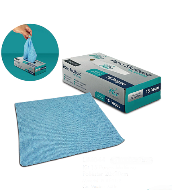 PANO MULTIUSO MICROFIBRA 15 PÇS LIM044