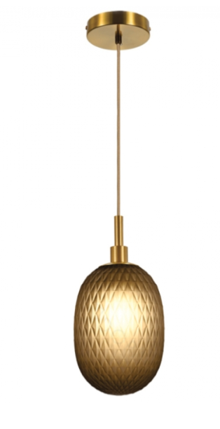 PENDENTE  1L E14 METAL BRONZE E VIDRO FUMÊ 120x250mm DCD04091