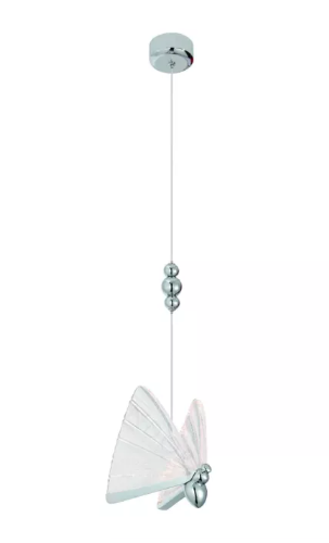 PENDENTE BORBOLETA 3000K 6W BIVOLT 20x20CM METAL e ACRÍLICO CROMADO DCD03283