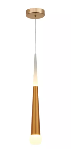 PENDENTE LED 3000K 5W BIVOLT 43xØ5,5cm METAL E ACRÍLICO DOURADO DCD02112A