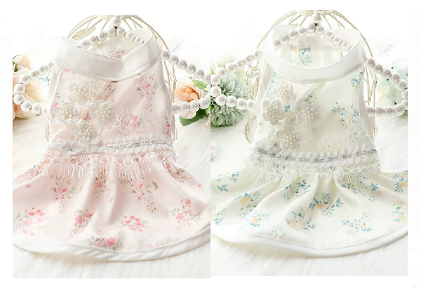 ROUPA PARA  PET VESTIDO BORDADO C-21