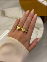 Anel Gota Dupla Semijoia Regulável 099207