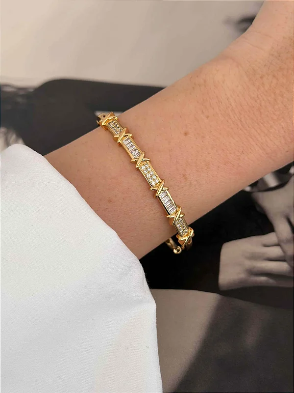 Bracelete Folheado a Ouro18K X Cravejado 0912114