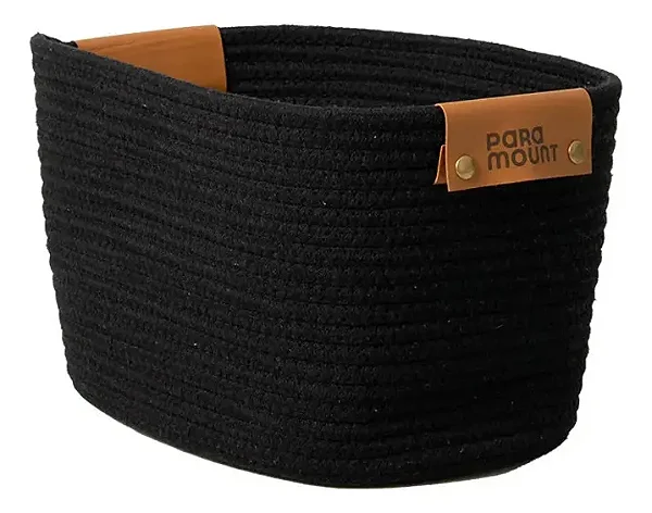 CESTO DE ALGODAO C/ ALCA 35X25X20 3089 PRETO