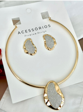 Choker Aro Folheado a Ouro 18K Organico Glitter  0961962