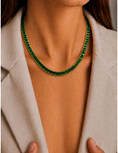 Colar Baguete Verde Folheado a Ouro 18K 960922