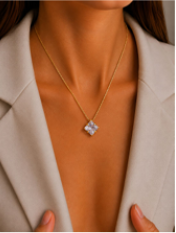 Colar Folheado a Ouro 18K Quadrado Cristal 0941761
