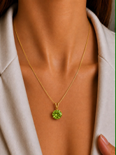 Colar Folheado a Our o18K Ponto de Luz 10 mm Verde 0942167