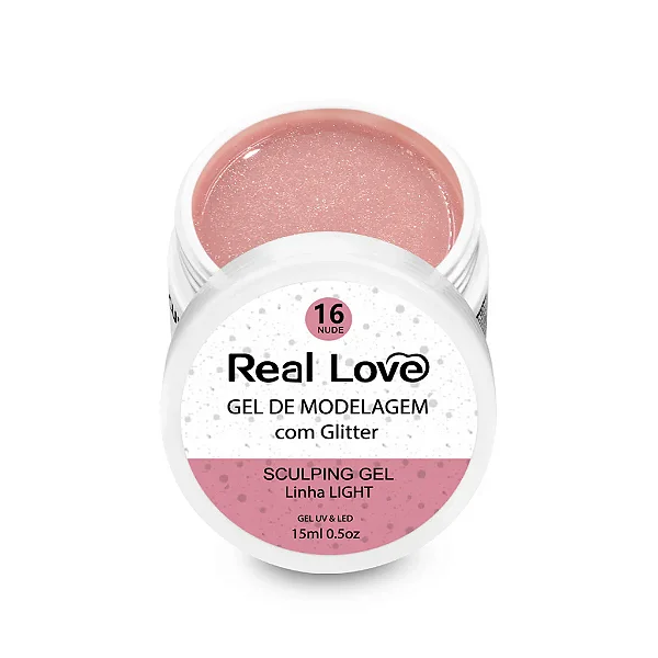GEL DE ALONGAMENTO COM GLITER REAL LOVE  16 NUDE