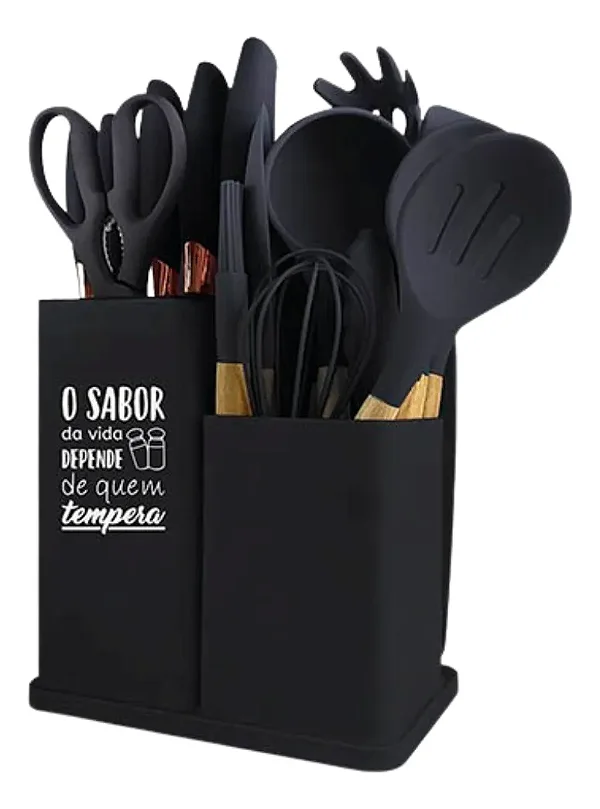 KIT DE UTENSILHOS MONTANA PRETO 9428