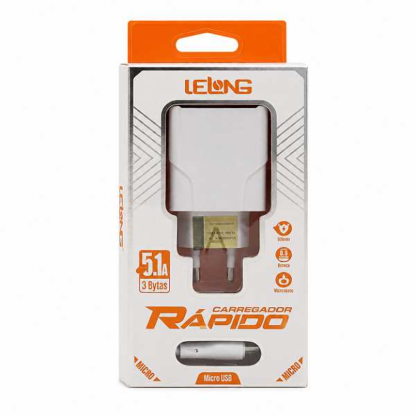 KIT CARREGADOR RÁPIDO LELONG V8 LE-231FV