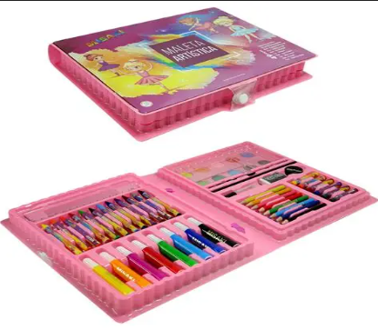 MALETA ARTISTICA ESCOLAR ROSA 49 PCS MS-49G