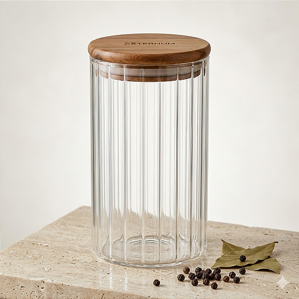 POTE HERMETICO ONDULADO BAMBU 1500ML QH-0465