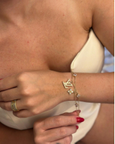 Pulseira Folheada a O uro 18K com Pingente s Inspiração LV Cravej 91012448