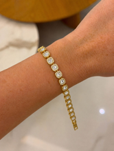 Pulseira Folheada a Ouro18K Zirconia Crave jada Cristal
