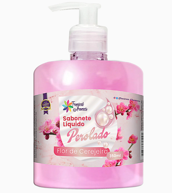 SABONETE LIQUIDO PEROLADO TROPICAL 350ML- FLOR DE CEREJEIRA